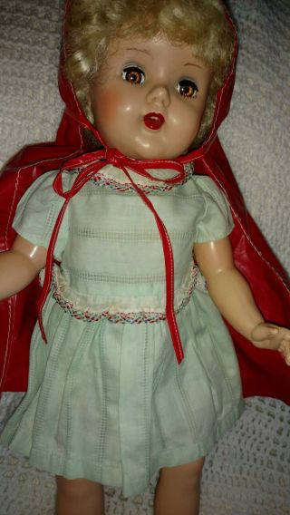 Pretty 19 " Unmarked 1950s Effanbee? R&b? Blonde Doll Sleeping Eyes 4 Teeth Dress