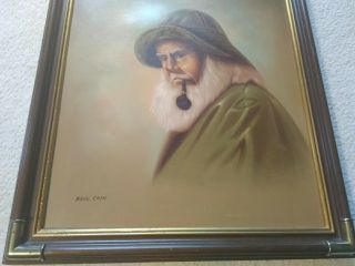 Paul Cain Signed Painting Sea Captain Oil on Canvas Painting Maritime Nautical 2