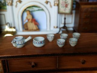 Antique Dollhouse Miniature Stoneware Tea Set 1:12 4