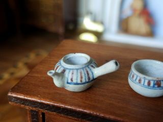 Antique Dollhouse Miniature Stoneware Tea Set 1:12 5