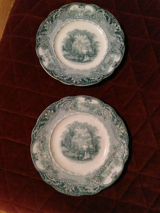 2 Antique J & G Meakin " Virginia " Dinner Plates