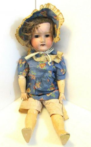 Antique Morimura Brothers Japan Bisque Composition Wood Jointed Doll 23.  5 " Tall