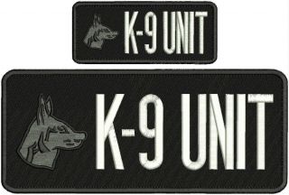K - 9 Unit Embroidery Patch 4x10 And 2x5hook On Back White