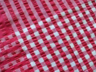 Vintage Red Gingham Seersucker Tablecloth 48 " X 66 "