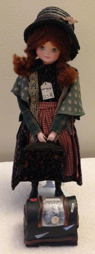 Vintage Yesterdays Children Ooak One Of A Kind Collector Doll W/ Stand Suitcase