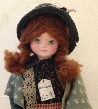 Vintage Yesterdays Children OOAK One Of A Kind Collector Doll W/ Stand Suitcase 2