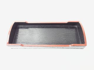 Japanese antique vintage black lacquer wood rectangular pen brush tray chacha 2