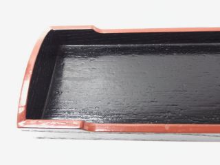 Japanese antique vintage black lacquer wood rectangular pen brush tray chacha 3