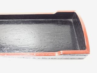 Japanese antique vintage black lacquer wood rectangular pen brush tray chacha 4