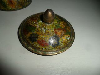 Small Antique/Vintage Green Chinese Cloisonne Enamel Lidded Bowl 4