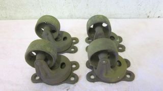4 Antique Matching Cast Iron Industrial Swivel Caster Cart Wheels