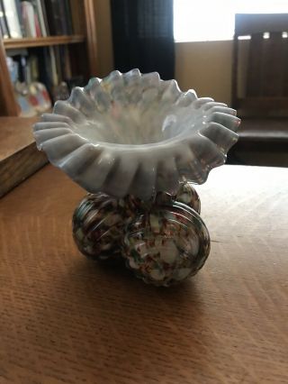 Antique Bohemian Art Glass Vase,  Swirl Design