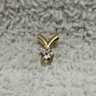 Vintage Round Cut Solitaire Diamond (approx.  1/4 Carat) 14k Yellow Gold Pendant