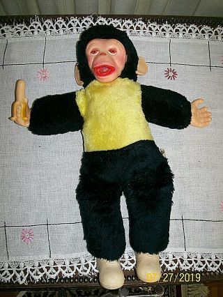 1950s Mr Bim The Chimp / Well Made Toy Co.  Monkey Doll W/banana /16 " Vinyl Face