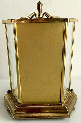 Brass and Glass Etched and Beveled Clock Case 6 Sided on Base 3
