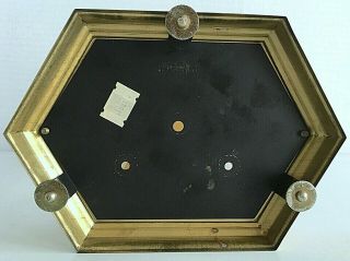 Brass and Glass Etched and Beveled Clock Case 6 Sided on Base 4