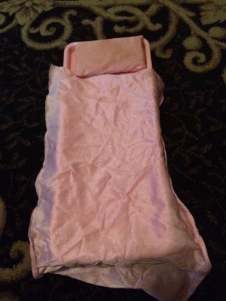 Vintage Barbie Dream House Pink Platform Bed,  Pink Sheet And Pillow.