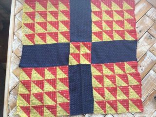 Back In Time Textiles Antique 1890 Cutter Quilt Top Piece Blue Red Chrome Yello