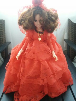 Vintage Collectible Doll 1963 Eegee Company Red Lace Dress Blinking Eyes