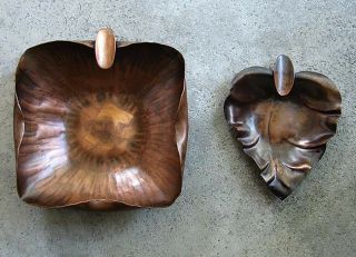 Two Vintage Arts & Crafts Copper Ashtrays Craftsman