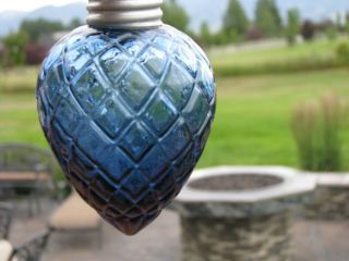 Pretty Cobalt Blue Quilt Pattern Lightning Rod Ball Pendant