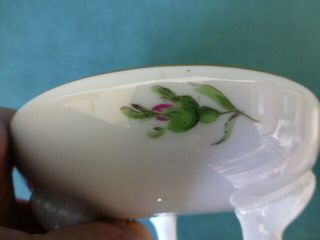 Two Antique Meissen Crossed Swords Hand Painted Roses Claw Footed Small Bowls 5