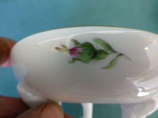 Two Antique Meissen Crossed Swords Hand Painted Roses Claw Footed Small Bowls 6