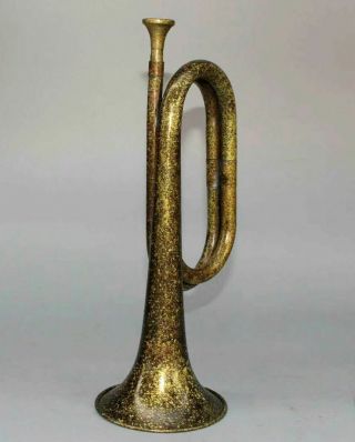 Collect Antique Bronze Hand - Carved Delicate Unique China Soldiers Charge Trumpet 2