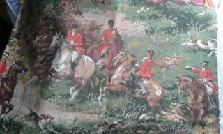 Vintage Fabric Stag Hunting Scene Marignan Cotton Remnant 33 "