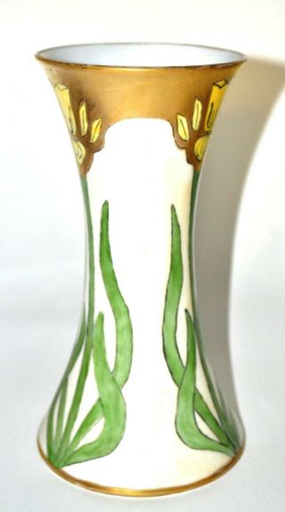 Arts and Crafts style hand painted 8 1/4 inch vase signed 1912 studio art 6