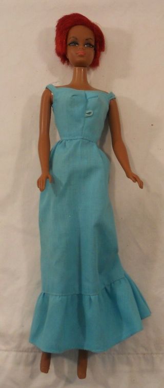 Vtg 1966 Mattel Barbie African American Doll Red Hair Twist/turn Black Eyelashes