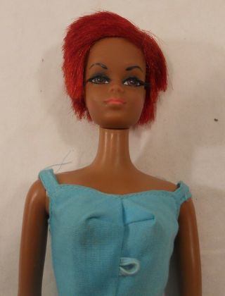 Vtg 1966 Mattel Barbie African American Doll Red Hair Twist/Turn Black Eyelashes 3