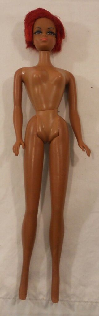 Vtg 1966 Mattel Barbie African American Doll Red Hair Twist/Turn Black Eyelashes 6