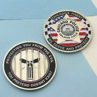 Chicago Police Department Punisher Challenge Coin " Protecting You From The Evil "