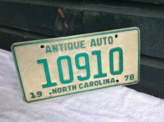 North Carolina 1978 " Antique Auto " License Plate