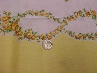 Vintage Antique Cotton Quilt Fabric Yellow Border Print Roses 36 " Material 30s