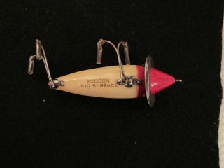 Heddon Wood 210 Surface Minnow Lure AA,  RED / WHITE 4