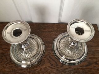 Small Silver Plated Hand Chased Candle Sticks EP On Copper 3