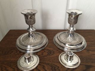 Small Silver Plated Hand Chased Candle Sticks EP On Copper 4