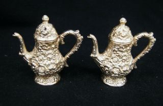 Vintage Set Of Silverplate Salt & Pepper Shakers Weidlich Brothers Teapot Flower