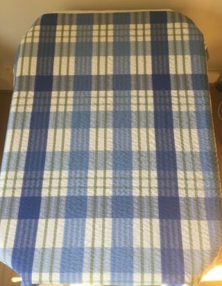 Vintage Tablecloth Large Blue/white Checked,  Cotton Searsucker Tablecloth 40 " Sq.