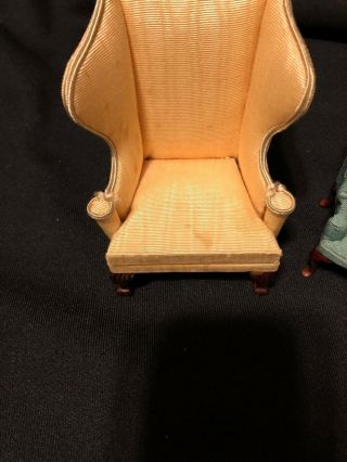 Two Miniature Doll House Wing Back Chairs 2