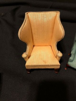 Two Miniature Doll House Wing Back Chairs 3