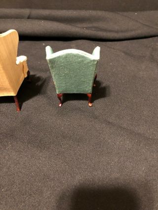 Two Miniature Doll House Wing Back Chairs 7