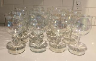 Vintage Iridescent Stemware Wine Glasses Set Of 12