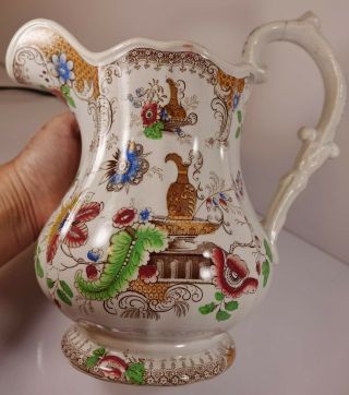 Rw&b Staffordshire Stoneware Pitcher Vase Vintage Antique Pottery England Floral
