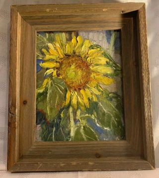 Vintage Signed Bold Sunflowers Floral Oil Painting Framed