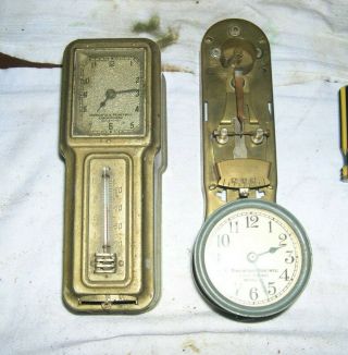 2 Antique Brass Minnieapolis Honeywell Temp Regulators,  1 Clock,  No Cover