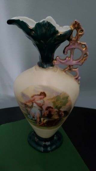 Antique Royal Vienna Hand Painted Porcelain Vase,  Signed Artist Haufmann