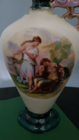 Antique Royal Vienna Hand Painted Porcelain Vase,  Signed Artist Haufmann 3
